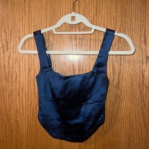 Abercrombie Navy Satin Corset Top New With Tags